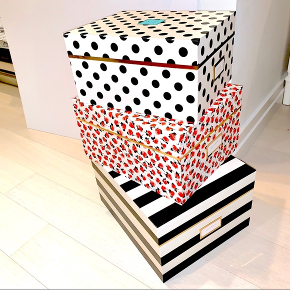 Kate Spade Floral Polka Dot Nesting Boxes Set of 3 - Picture 2 of 8
